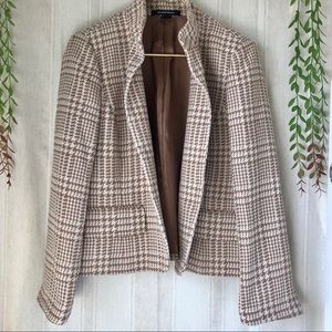 Ellen Tracy Nude Houndstooth Blazer Jacket